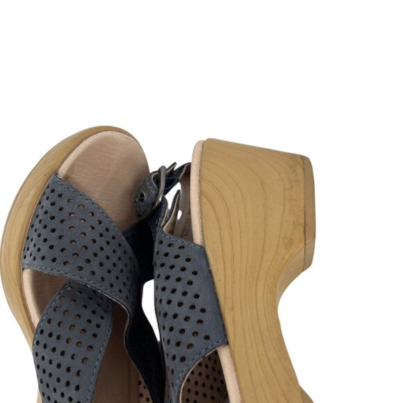 Dansko Jacinda Leather Wedge Sandals Perforated Dark Gray Size 38 8 - Picture 5 of 10